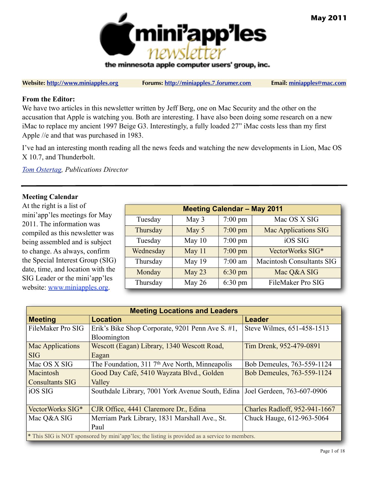 Mini'app'les Newsletter — May 2011