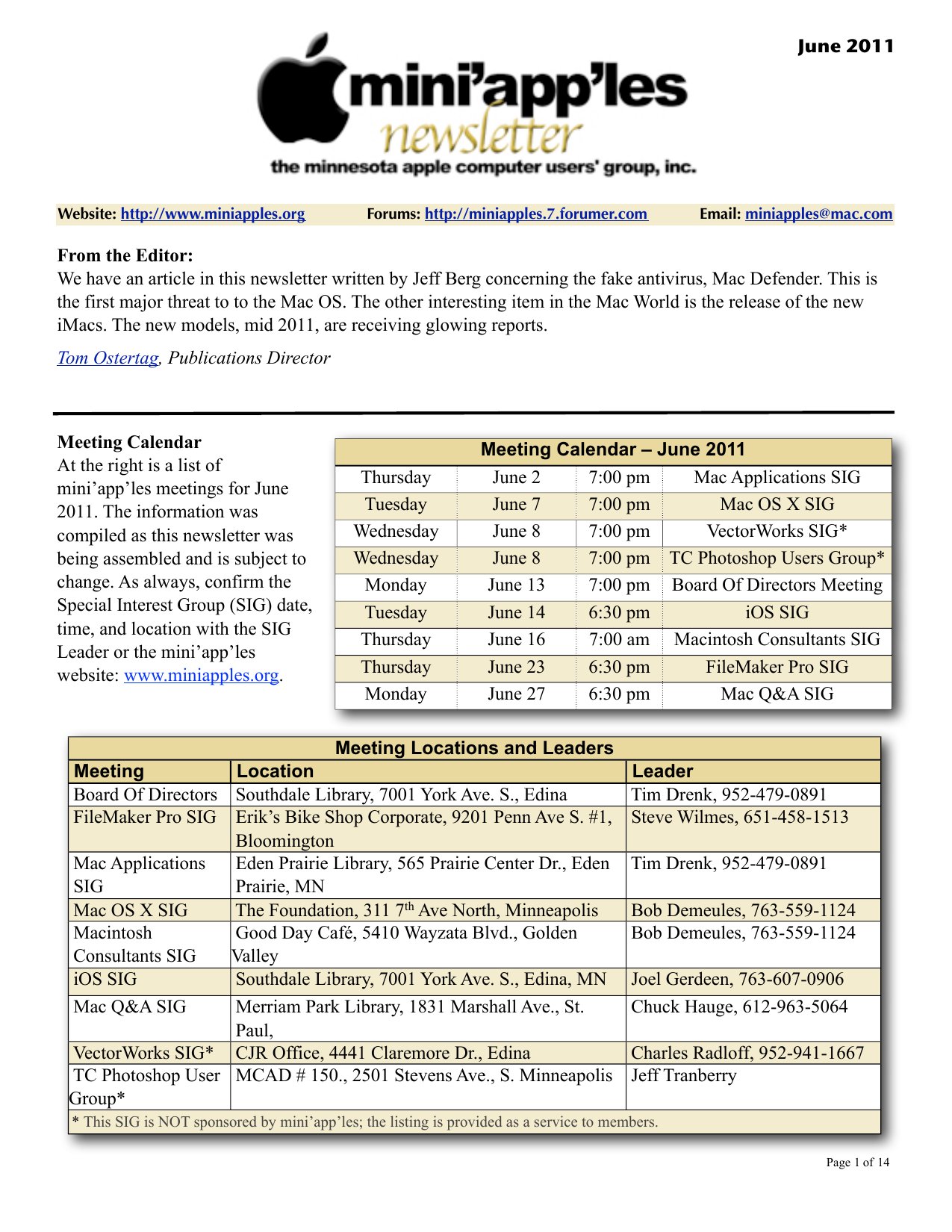 Mini'app'les Newsletter — June 2011