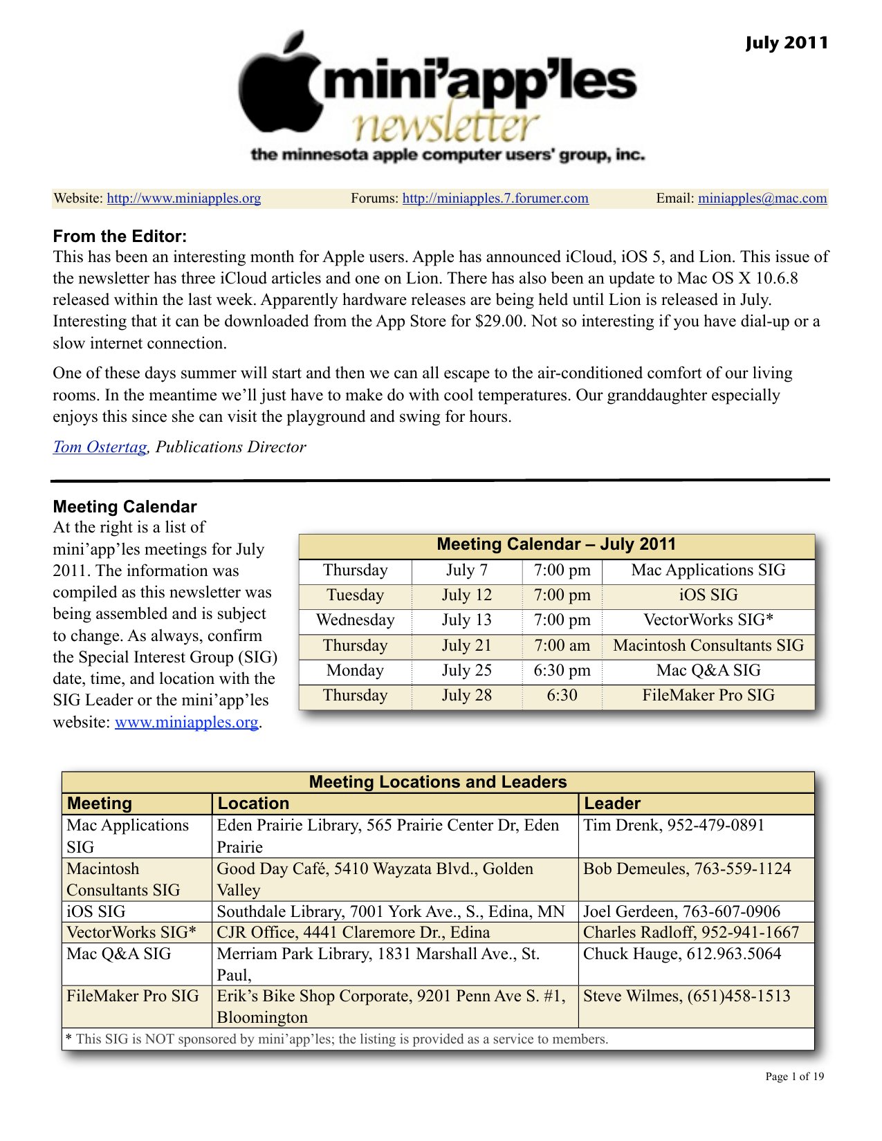 Mini'app'les Newsletter — July 2011