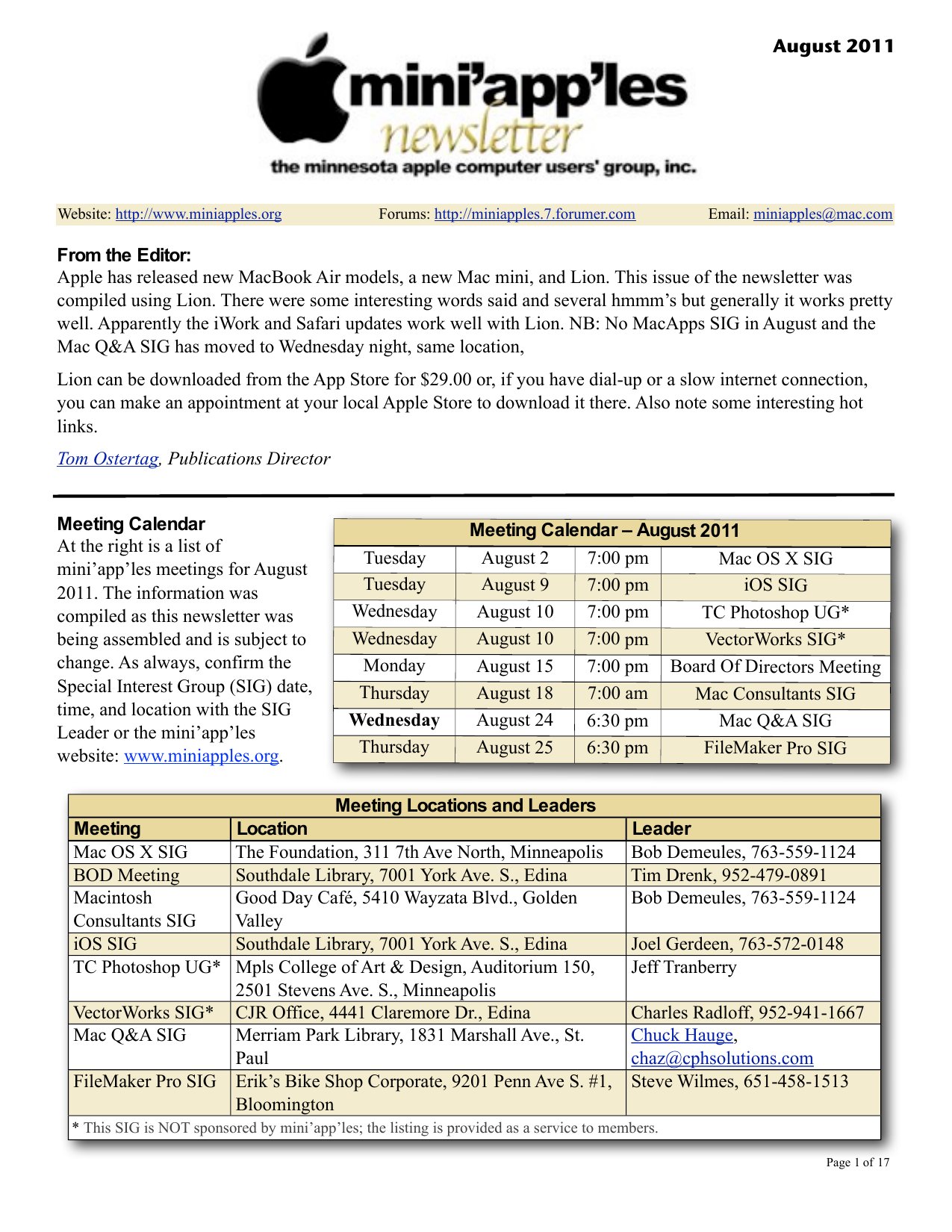 Mini'app'les Newsletter — August 2011