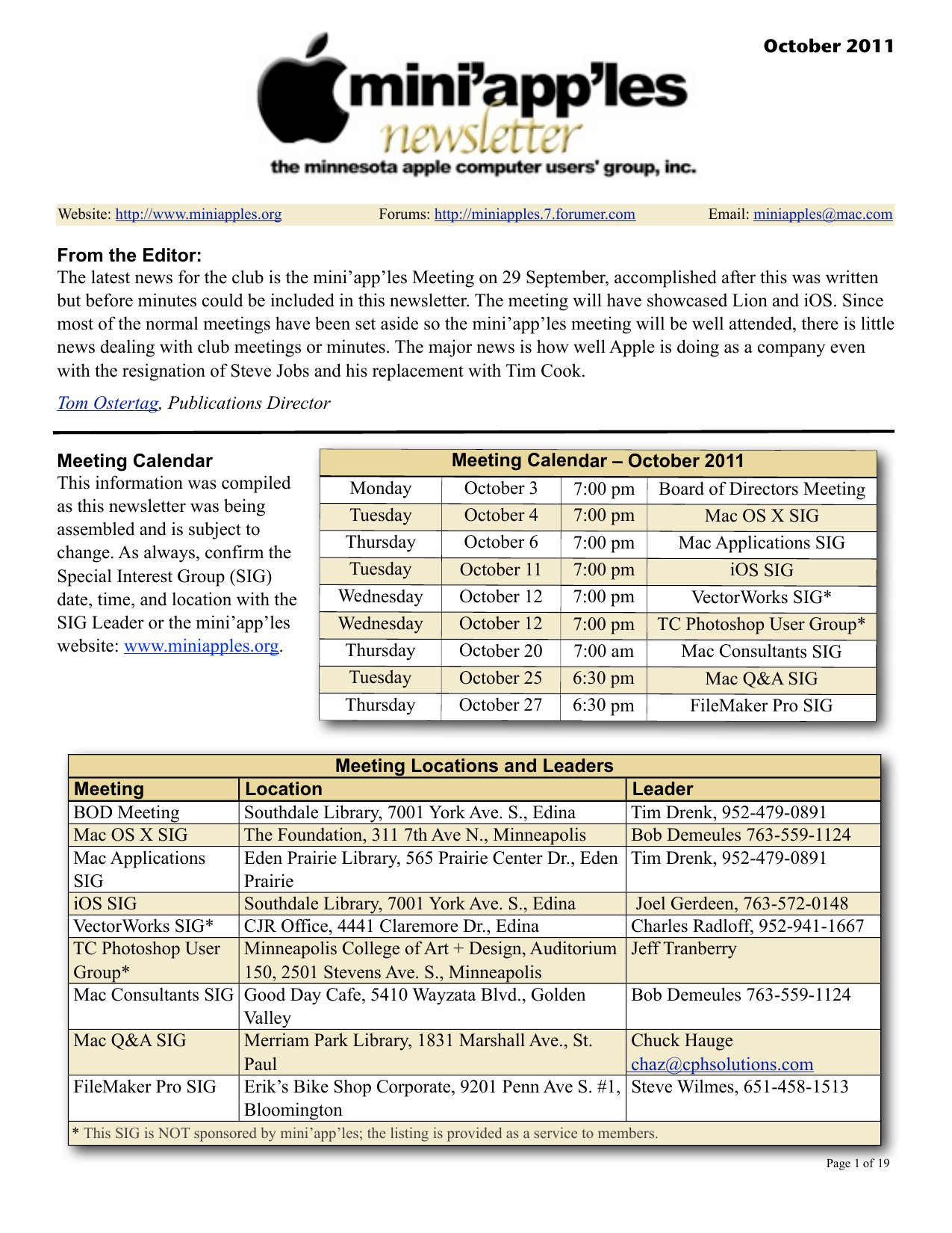 Mini'app'les Newsletter — October 2011