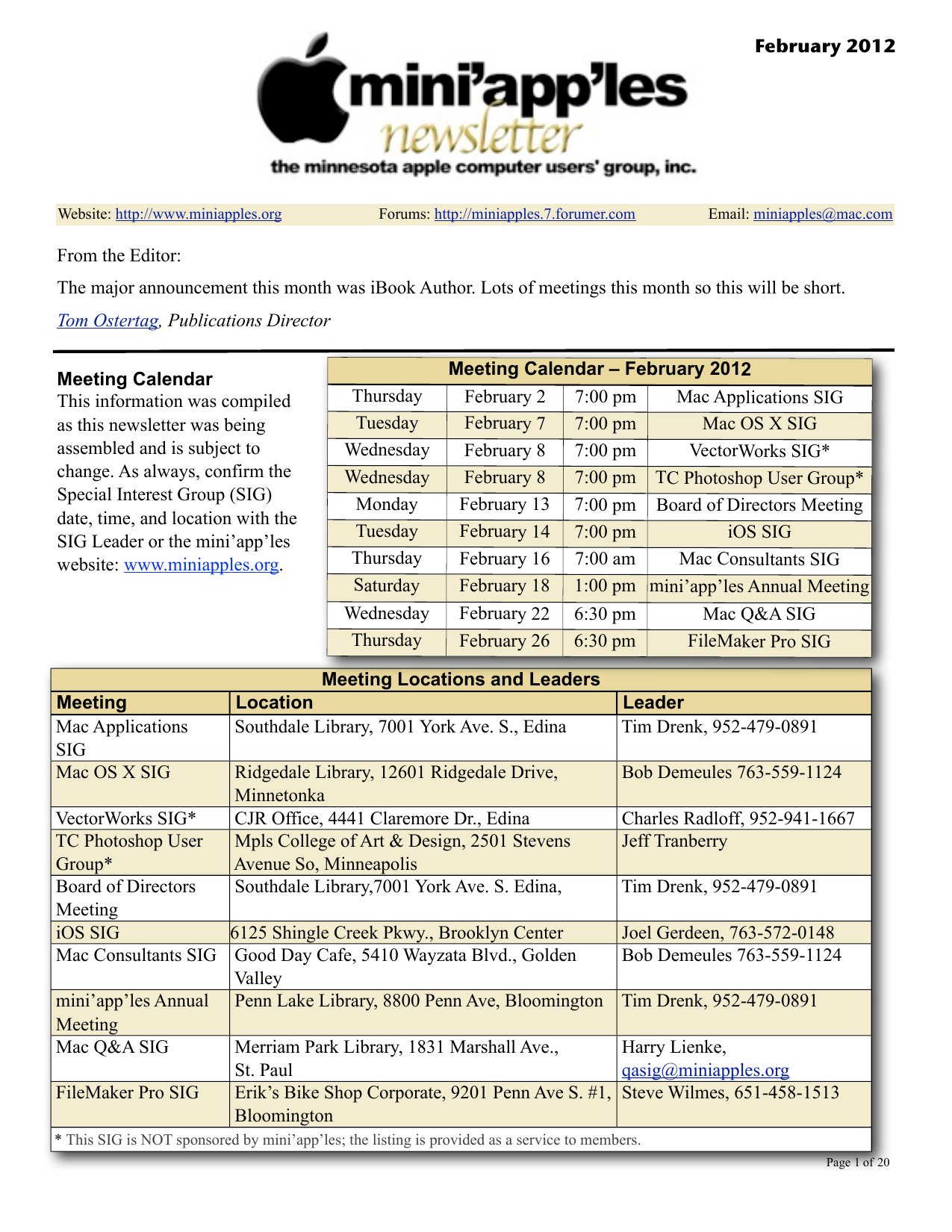 Mini'app'les Newsletter — February 2012