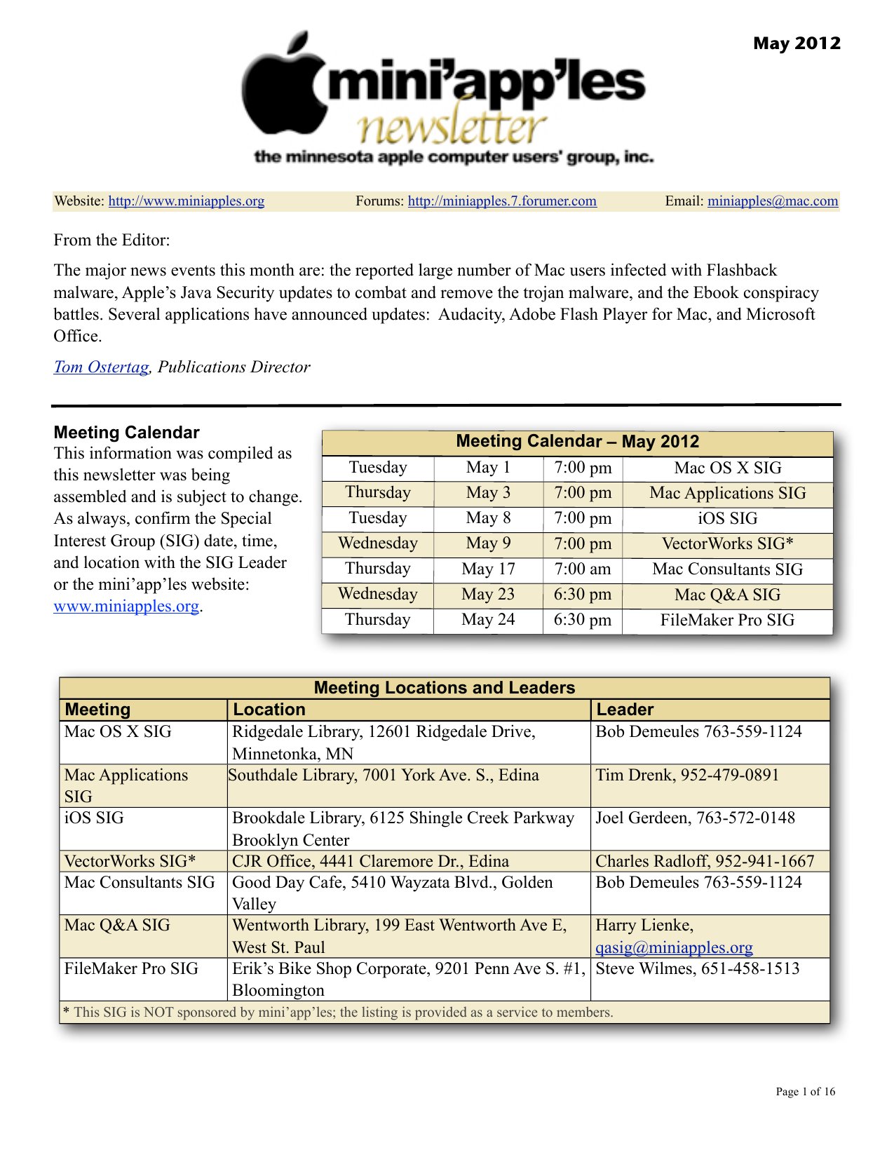 Mini'app'les Newsletter — May 2012