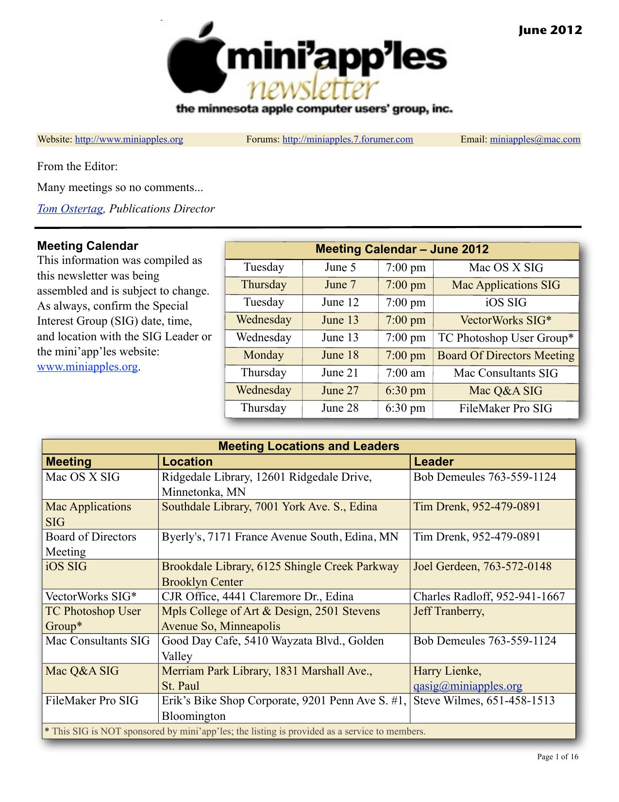 Mini'app'les Newsletter — June 2012