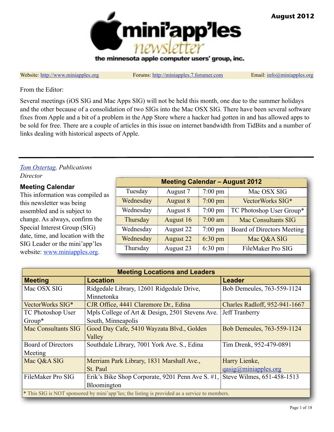 Mini'app'les Newsletter — August 2012
