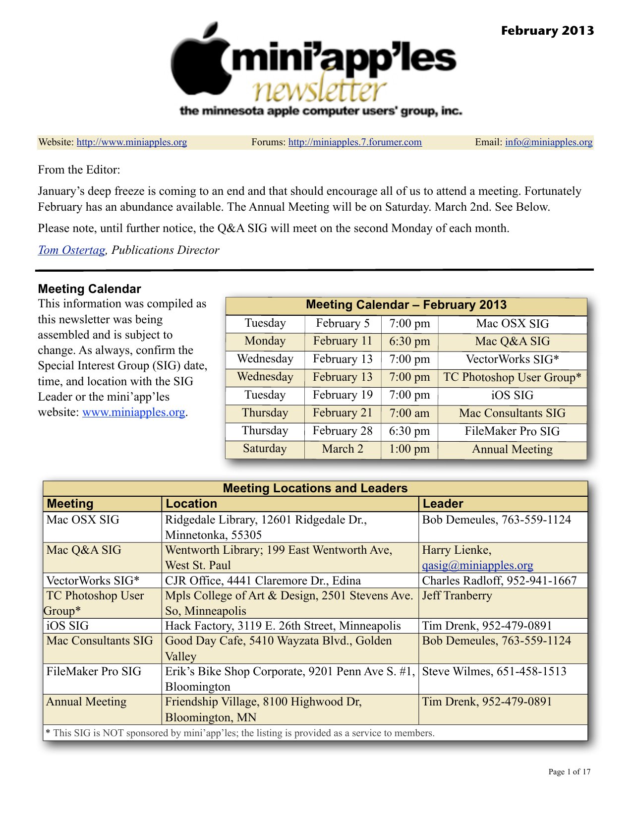 Mini'app'les Newsletter — February 2013