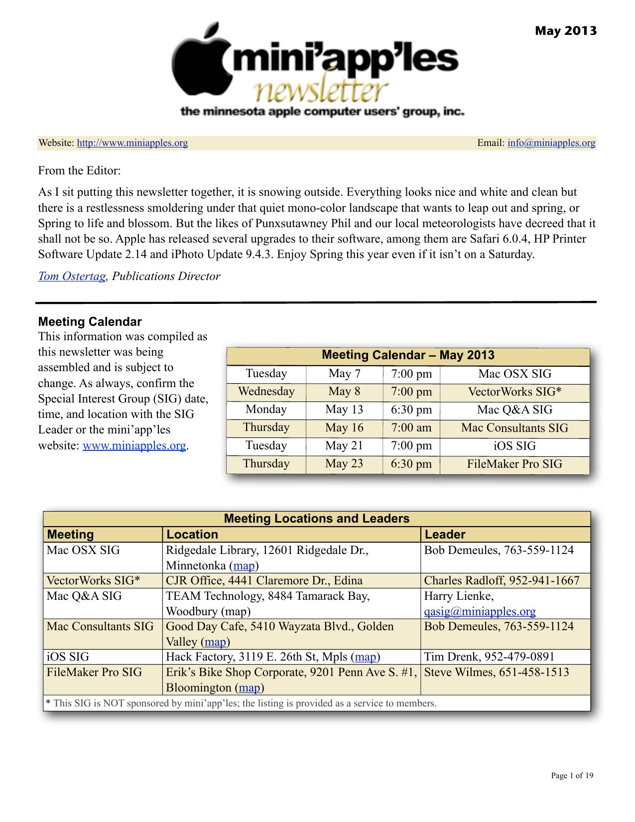 Mini'app'les Newsletter — May 2013