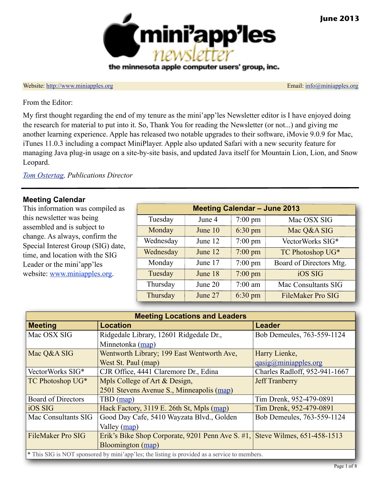 Mini'app'les Newsletter — June 2013