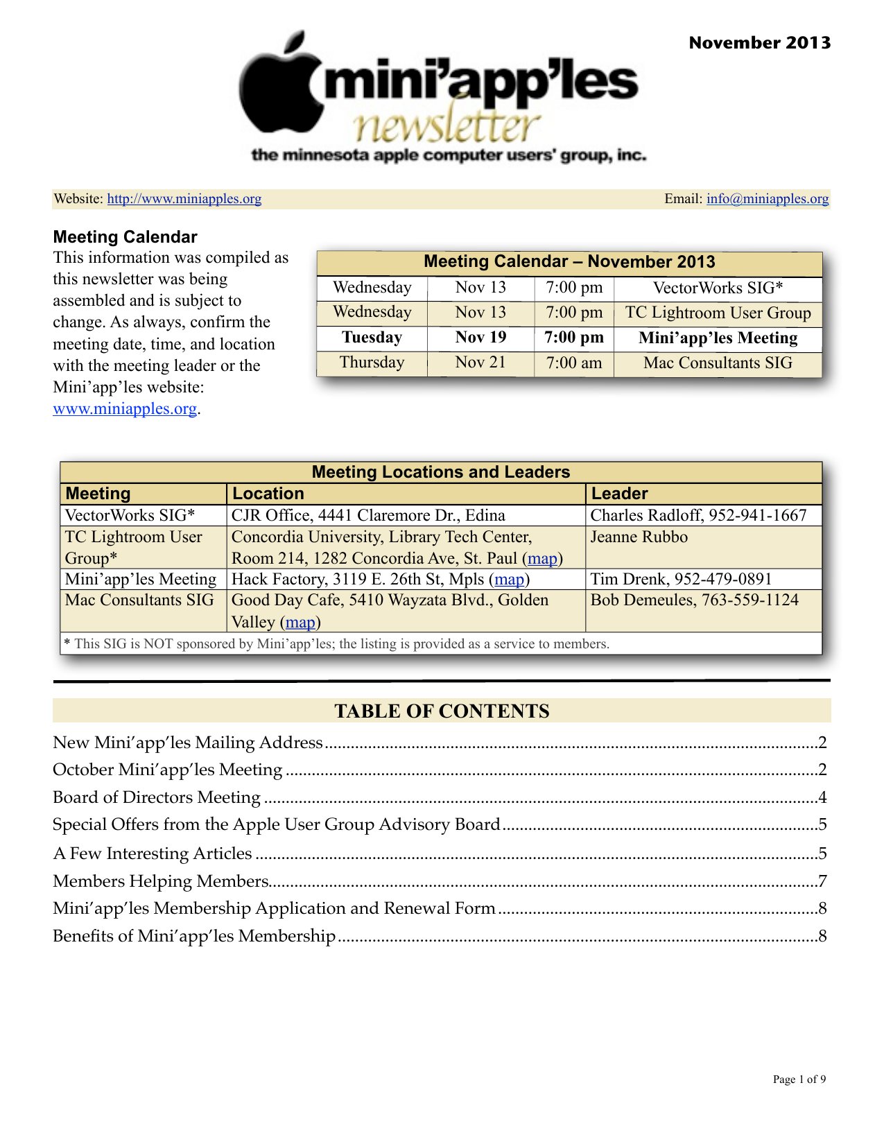Mini'app'les Newsletter — November 2013