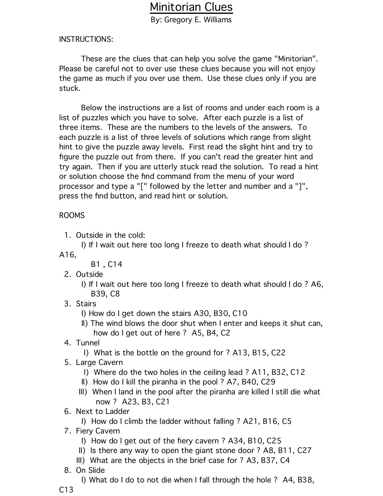 Minitorian Clues RTF