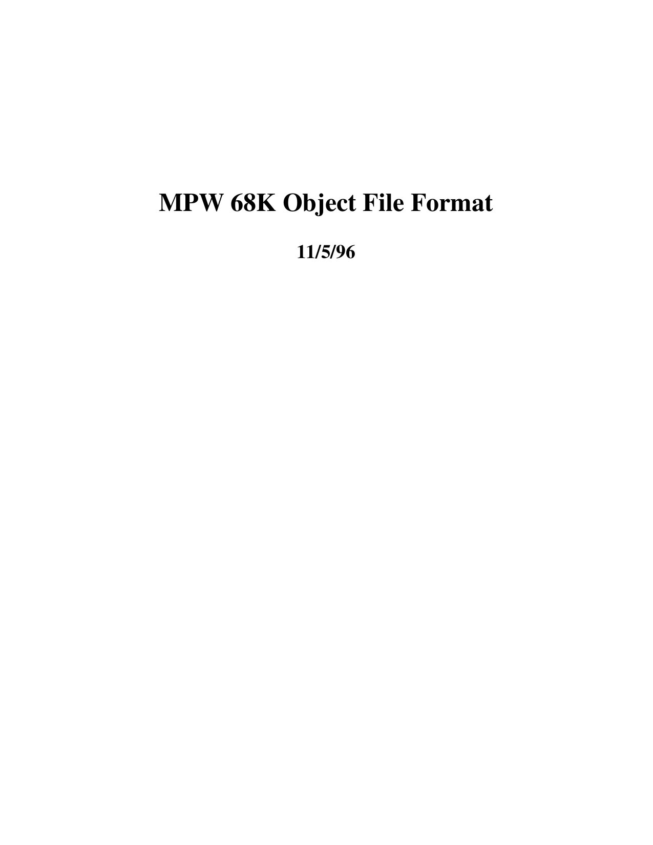 MPW 68K Object File Format