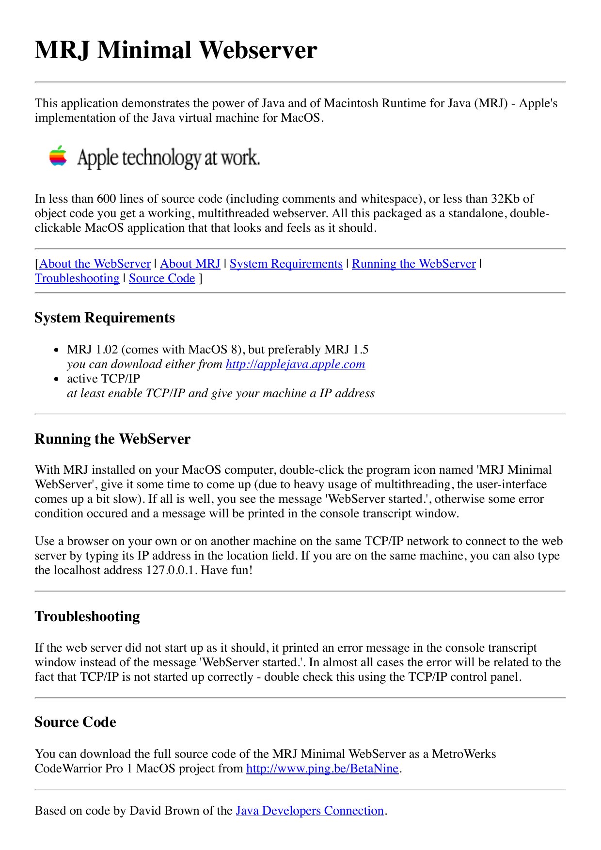 MRJ Minimal Webserver