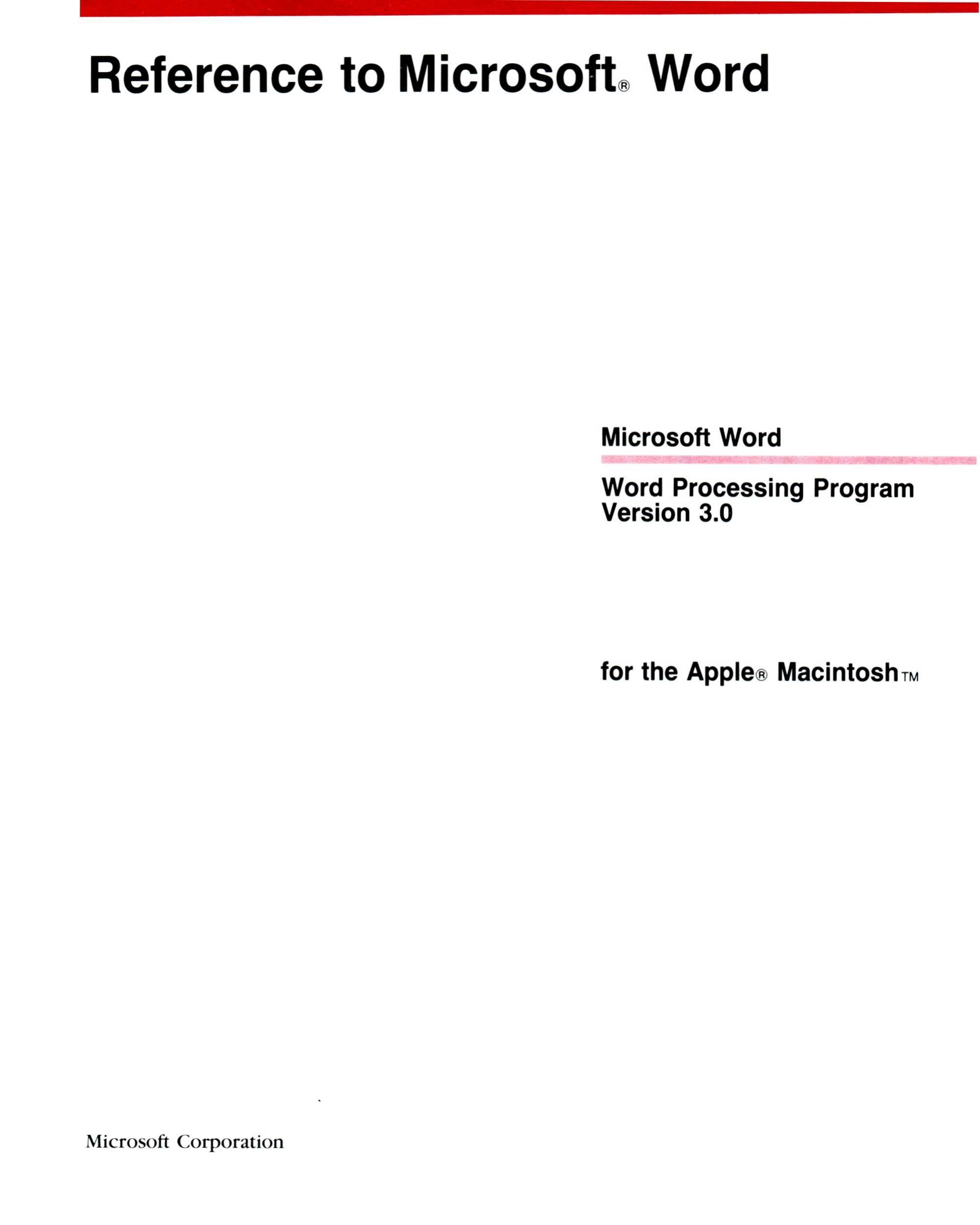 MS Word 3 Mac Reference