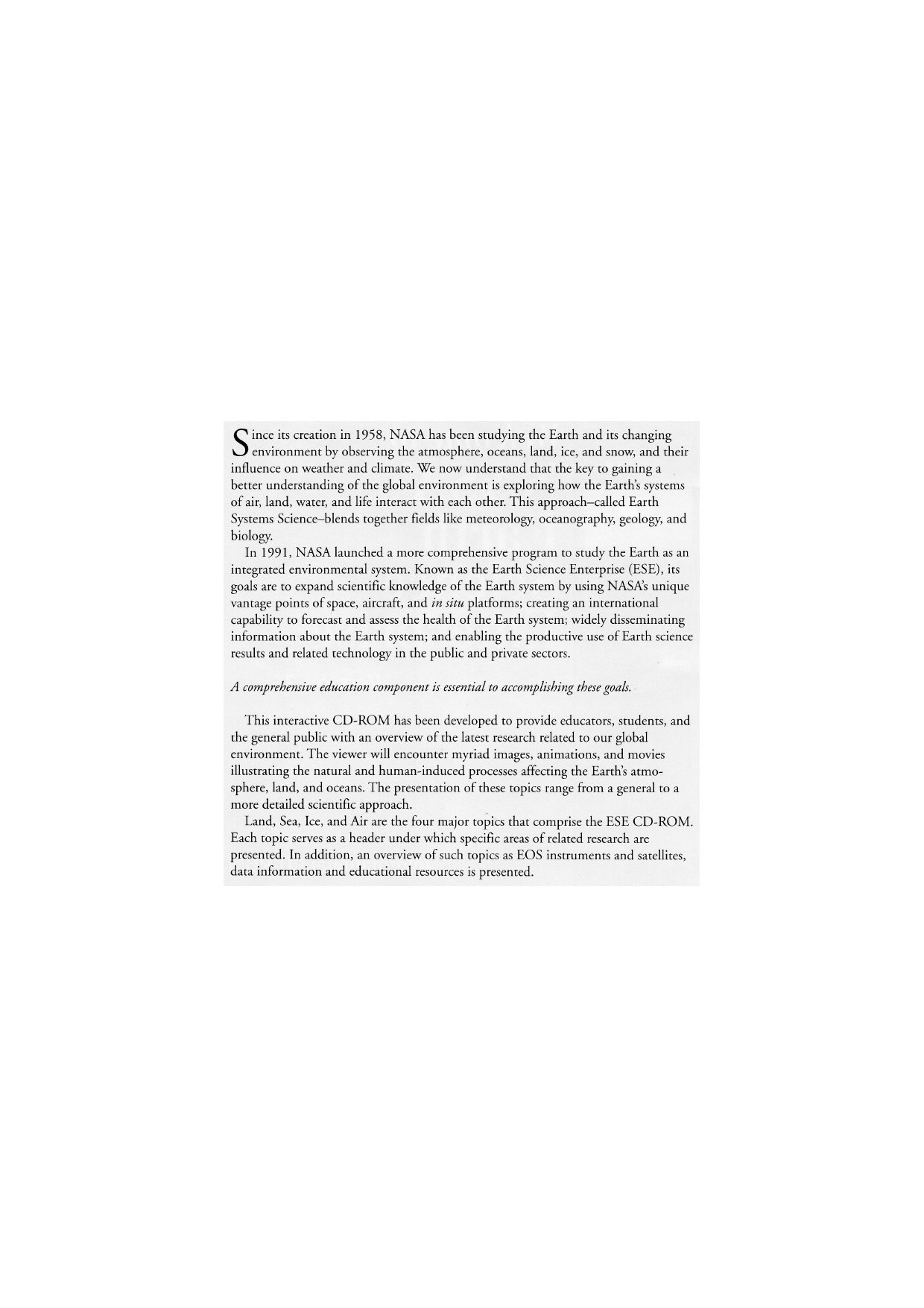 NASA Earth Science summary