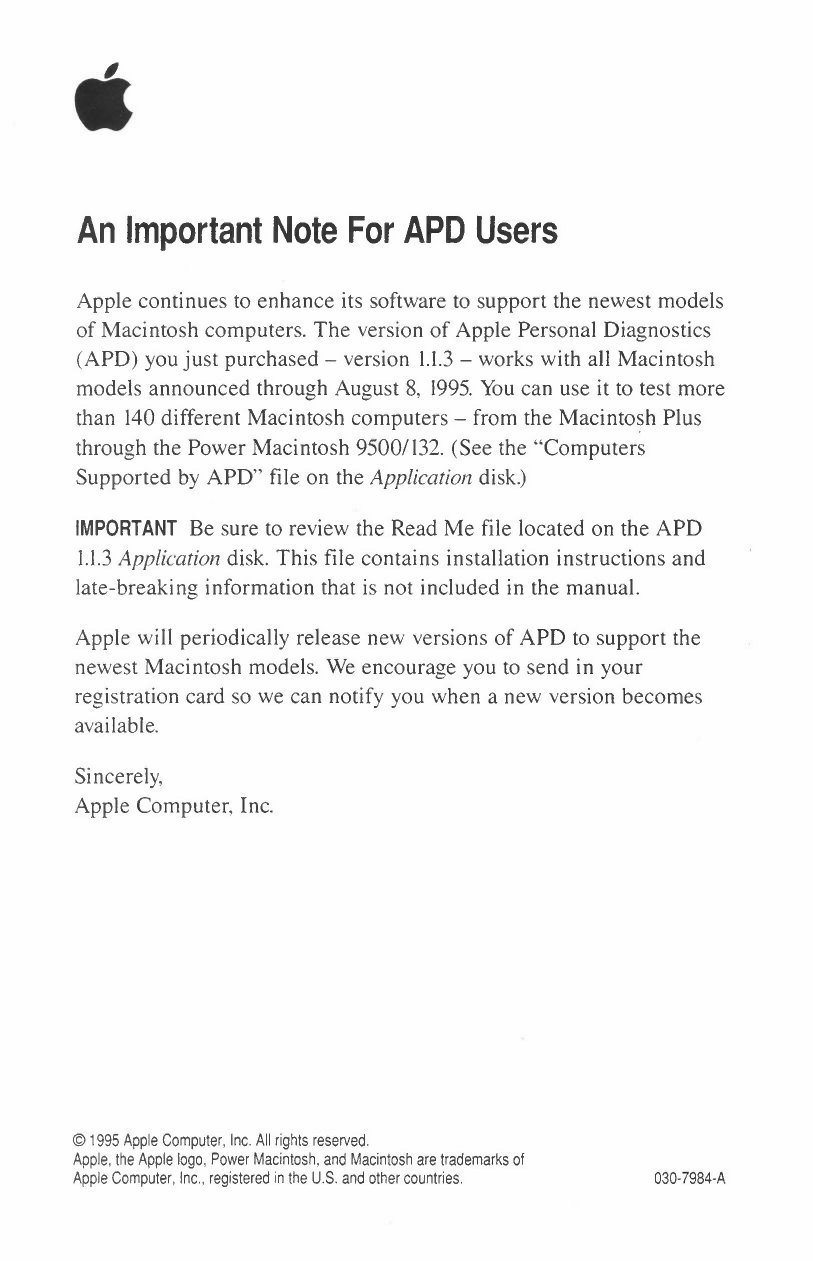 Note for APD Users