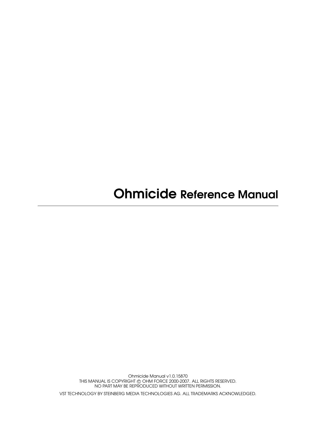 Ohmicide Reference Manual