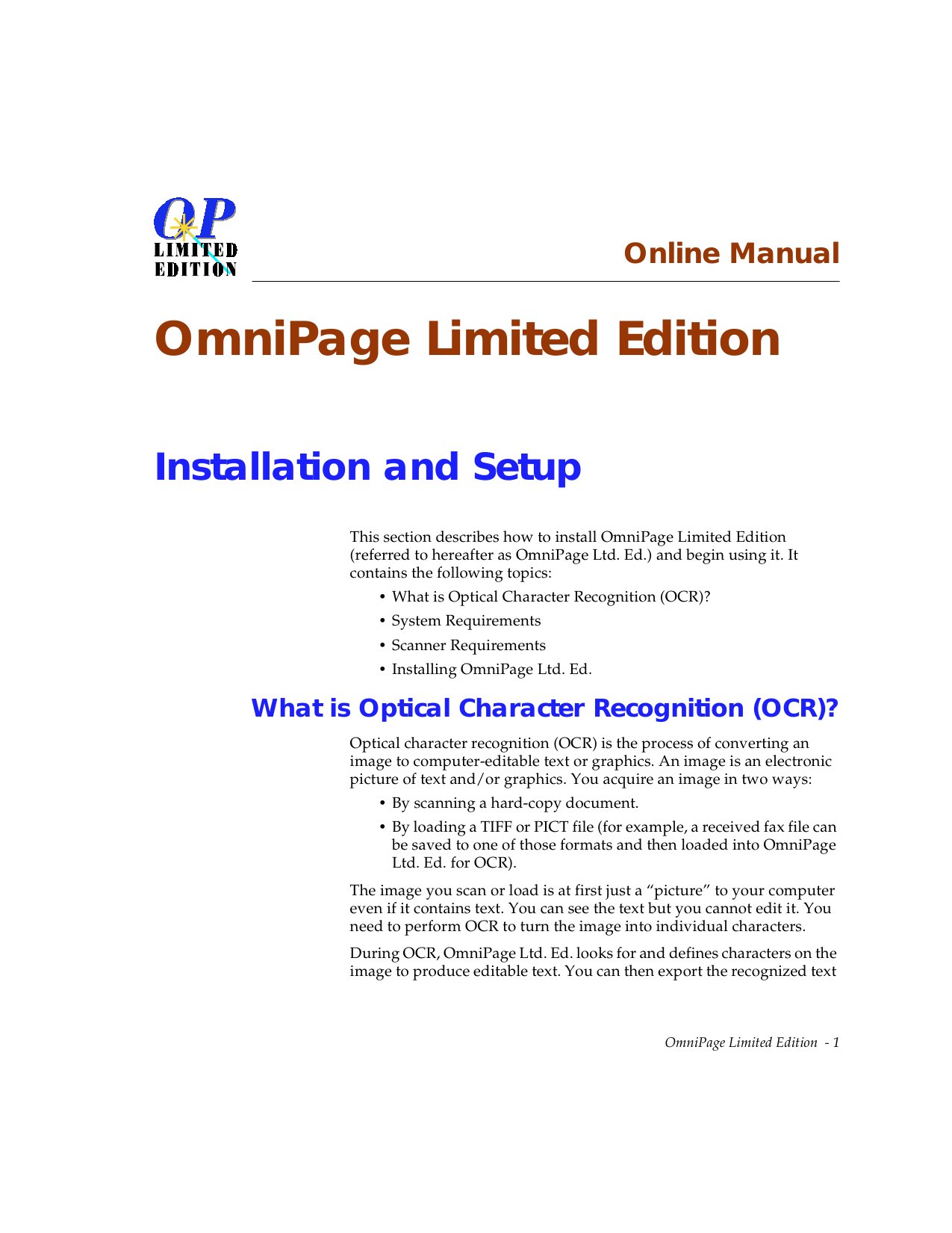 OmniPage Ltd Reference