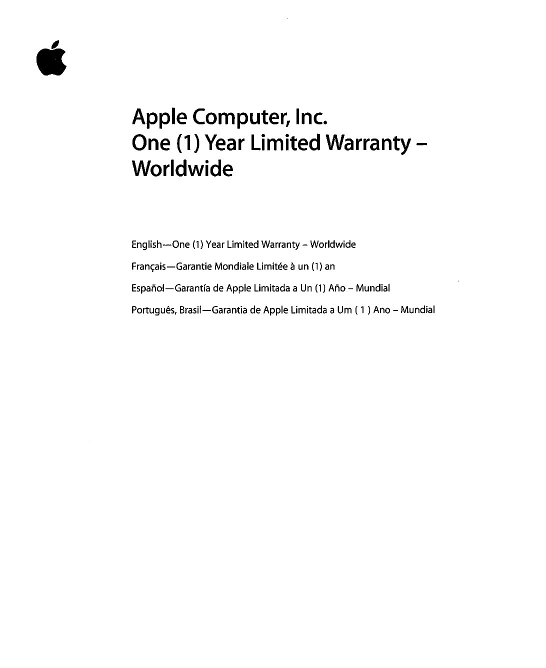 One Year Limited Warranty 2Z034 3032 A ebook