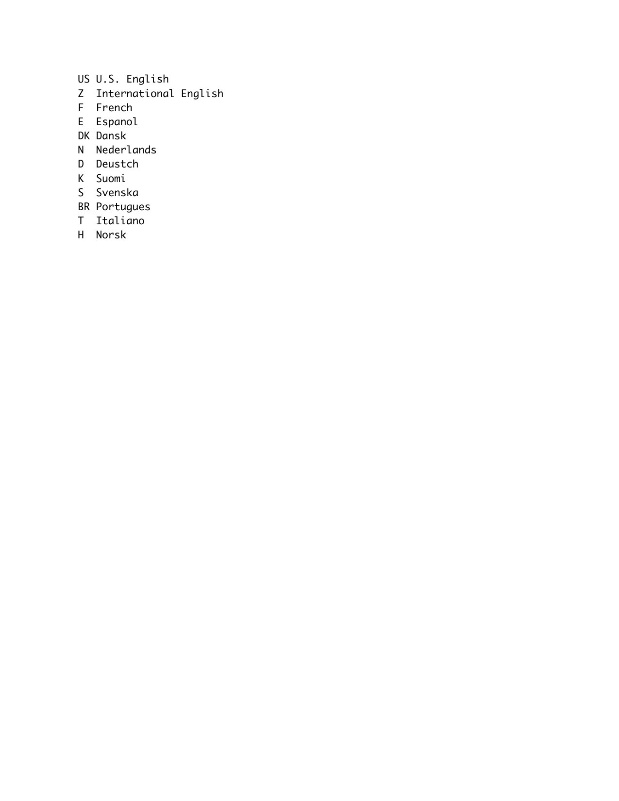 OS 9 Language Key