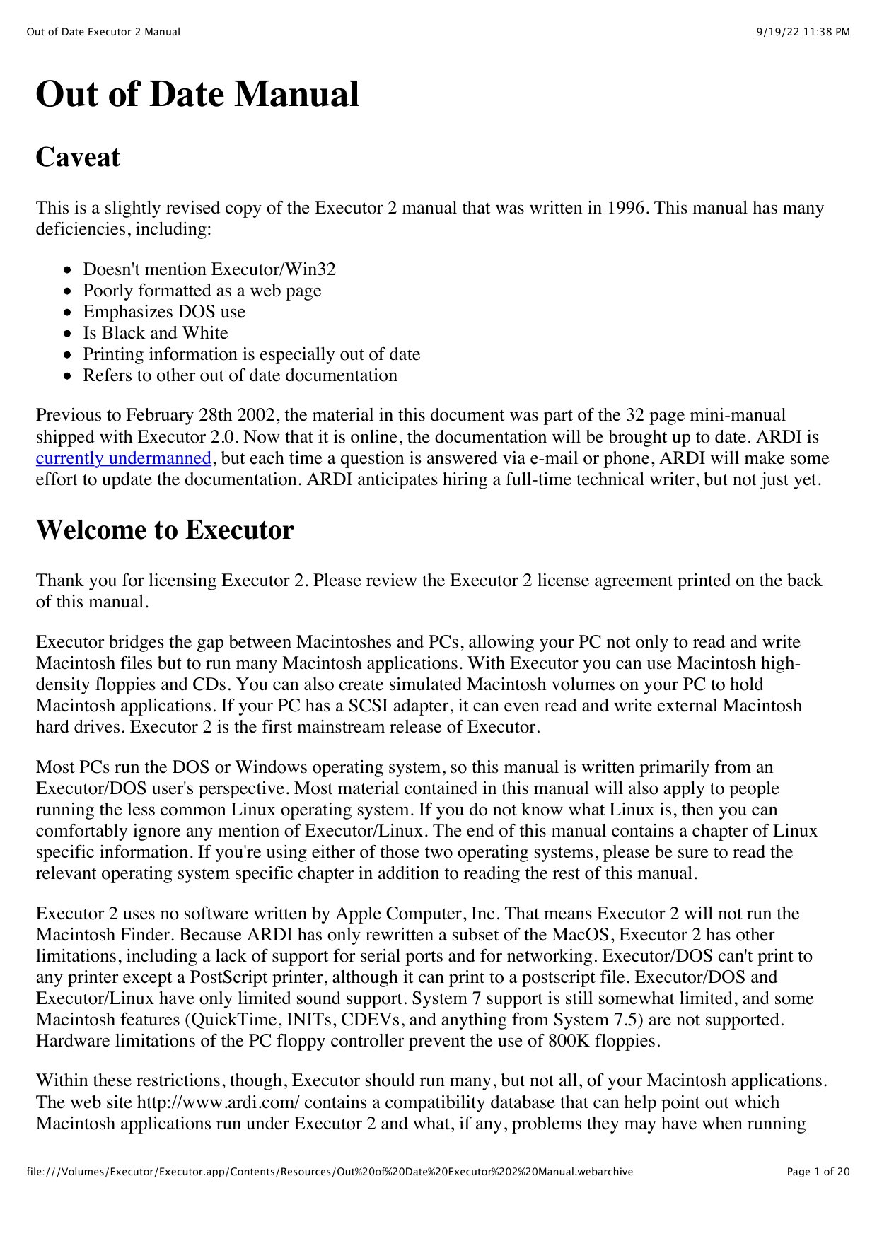 Out of Date Executor 2 Manual