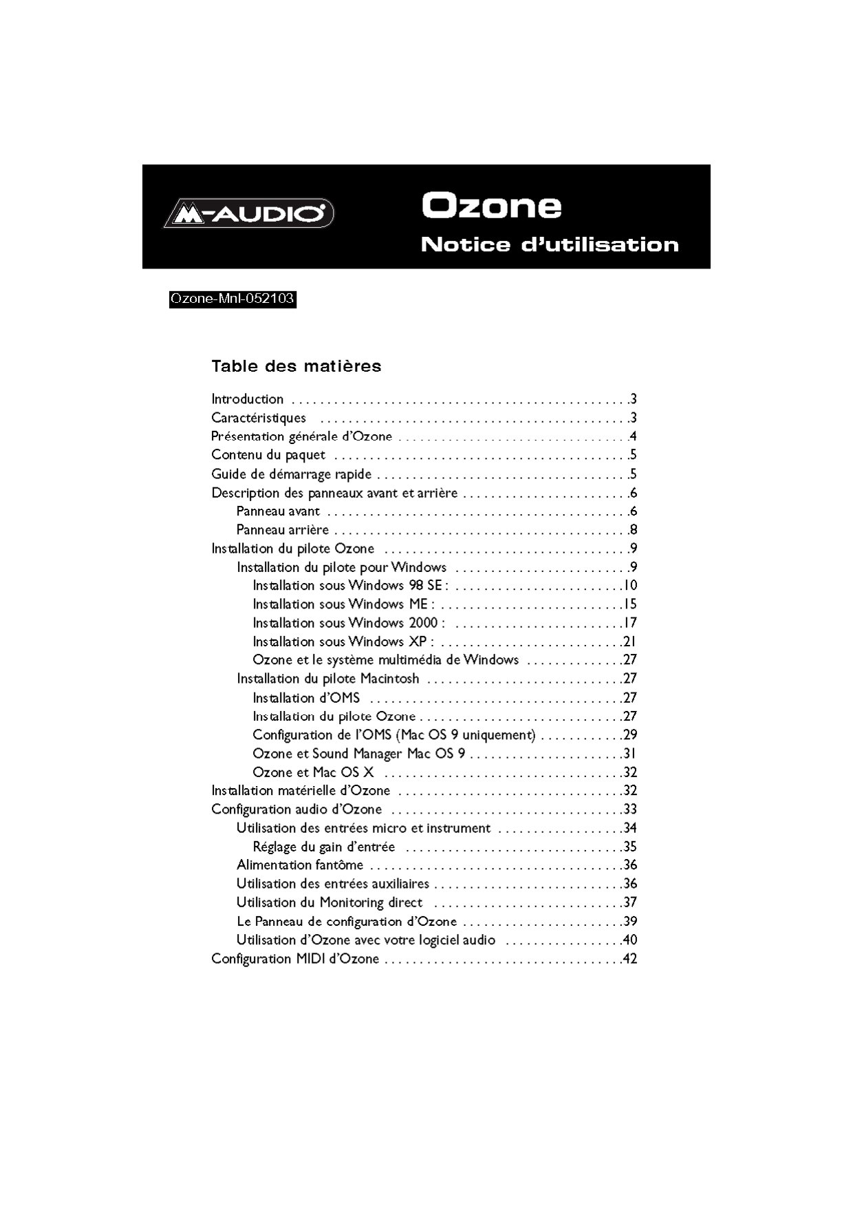 Ozone Manual FR