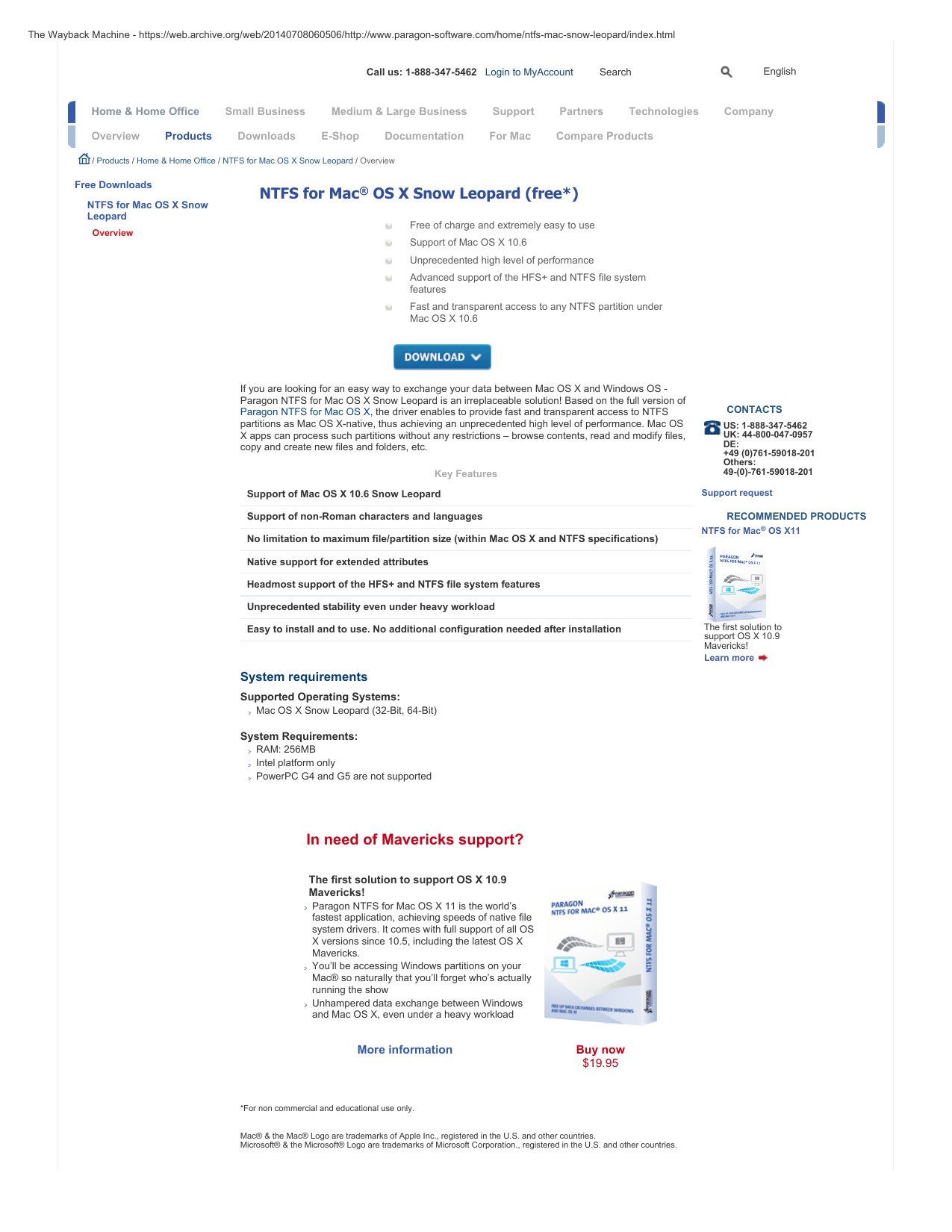 Paragon Product Page NTFS for Snow Leopard