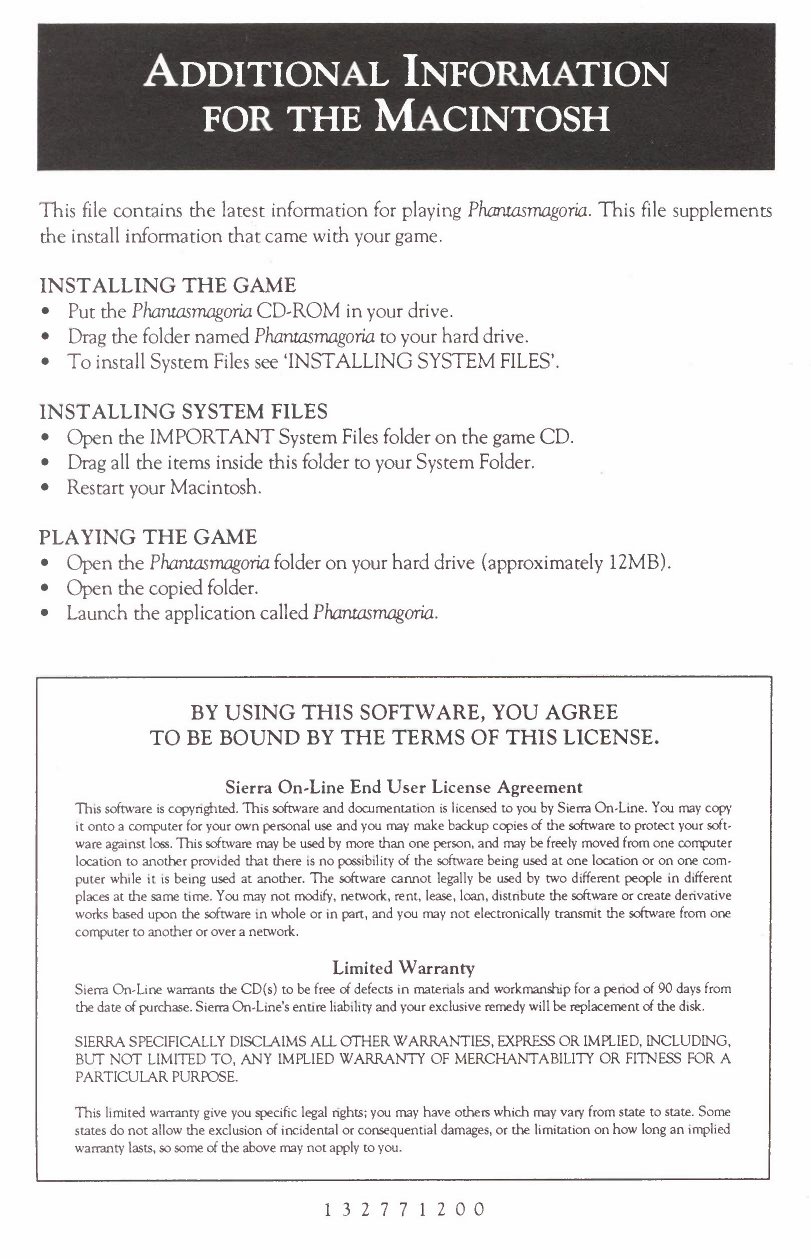 Phantasmagoria additional information