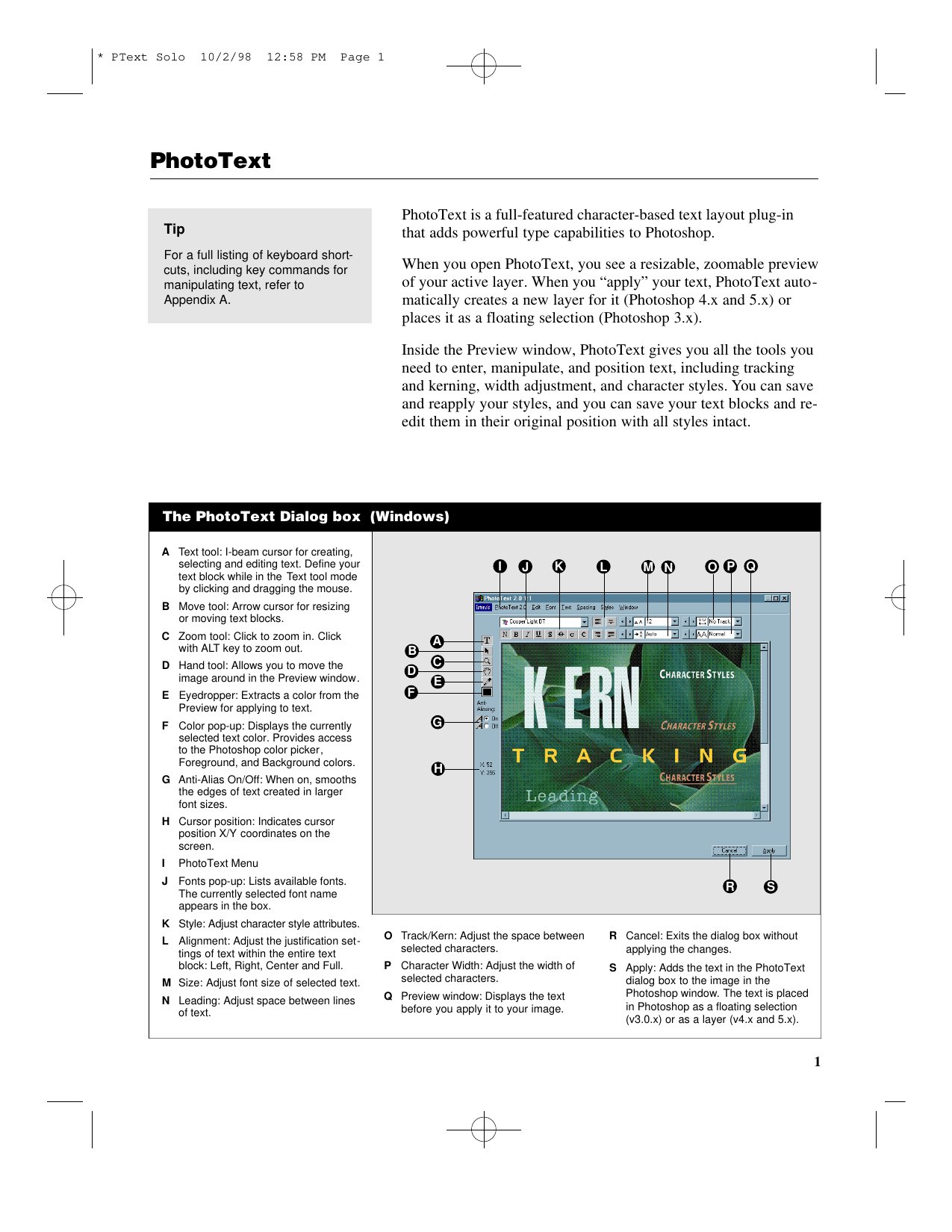 PhotoText Solo Manual