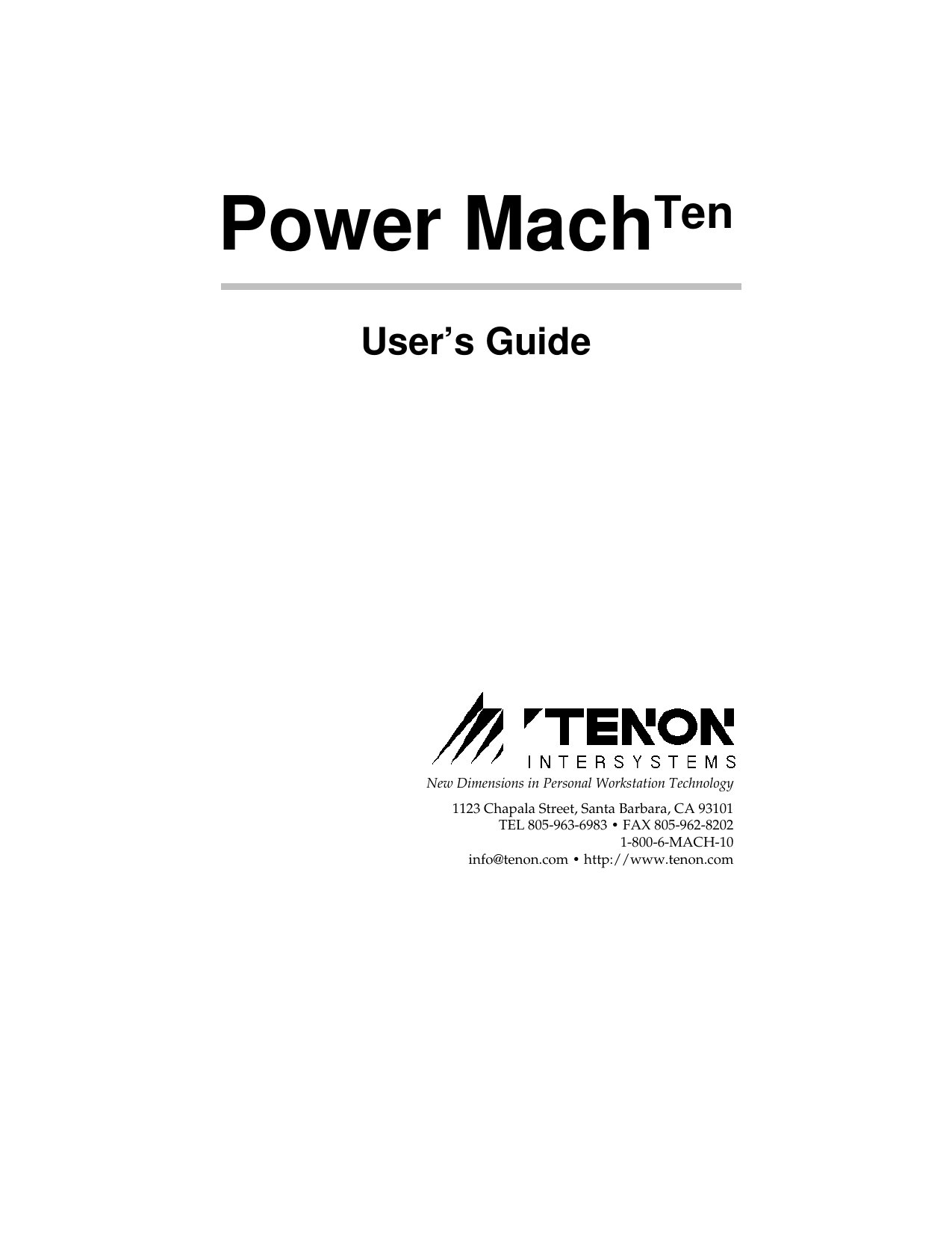 Power MachTen 4.1.1 User Guide