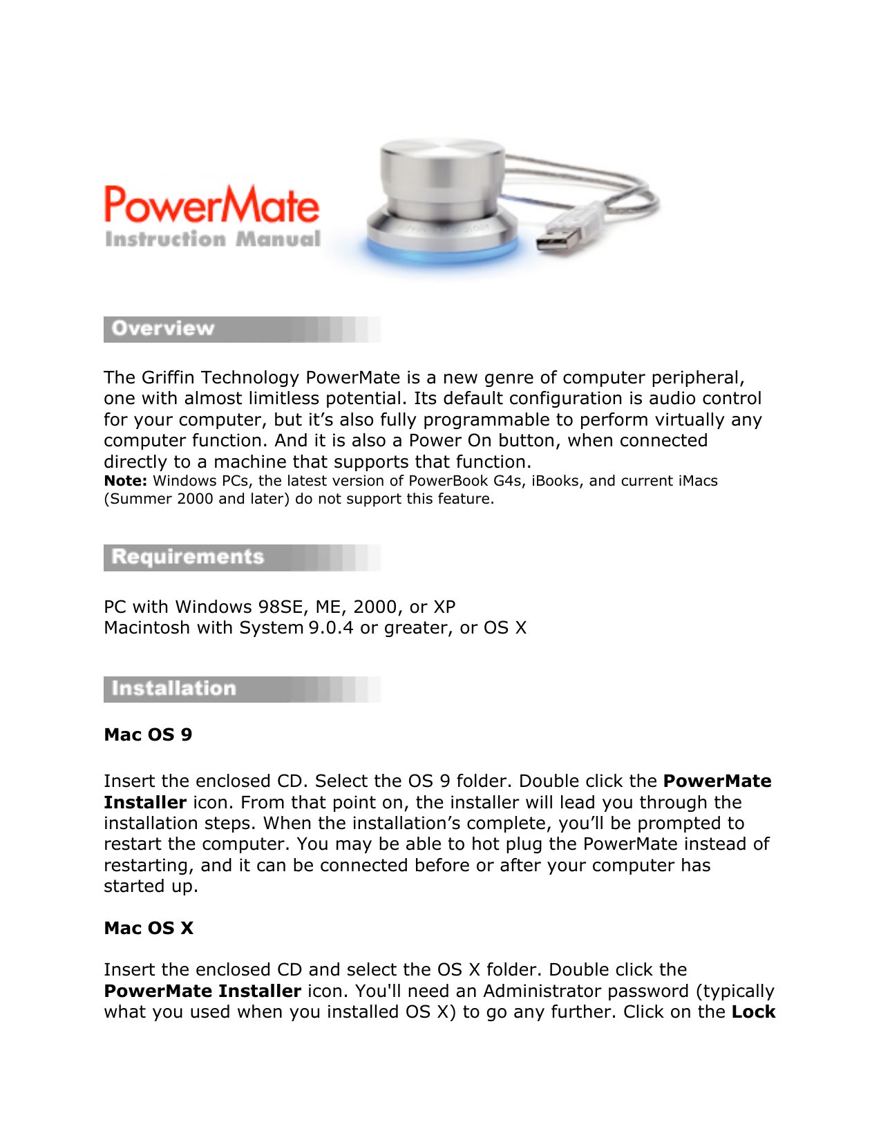 PowerMate Manual
