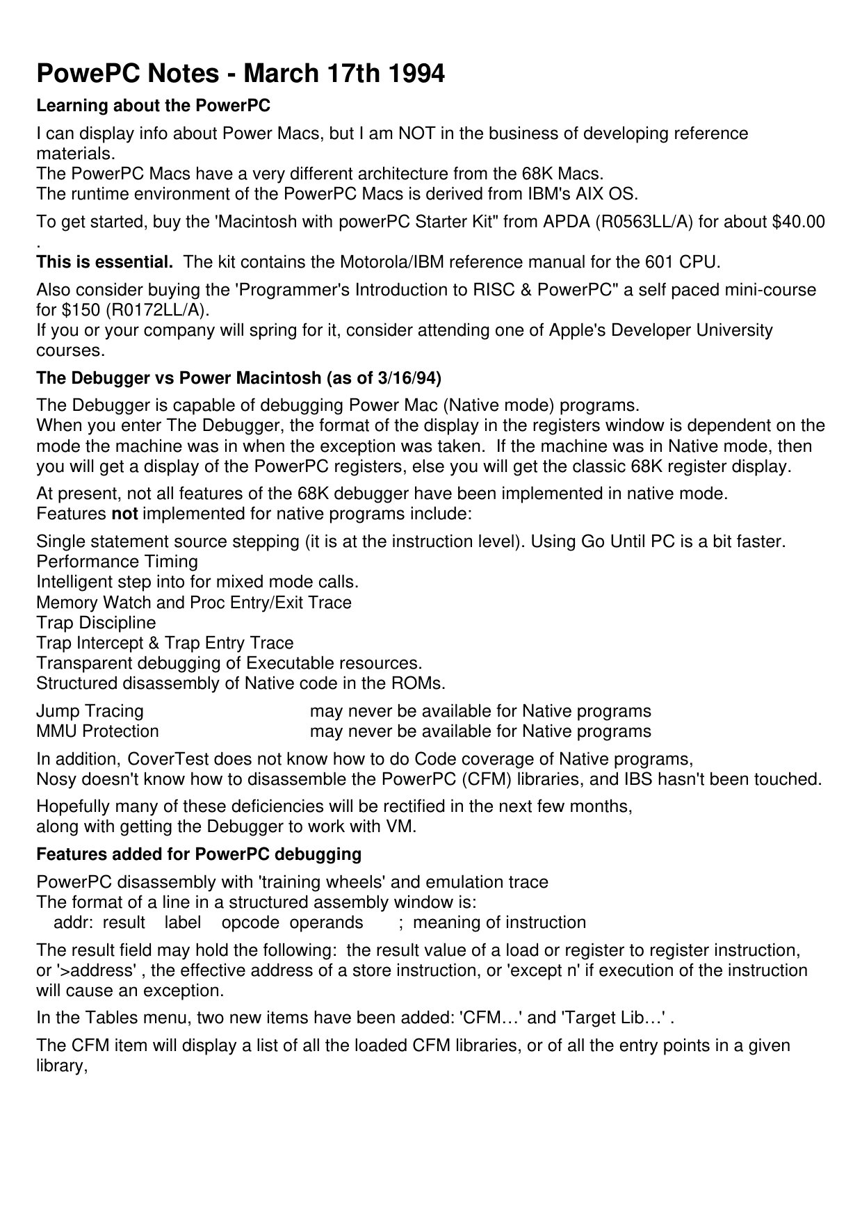 PowerPC Notes