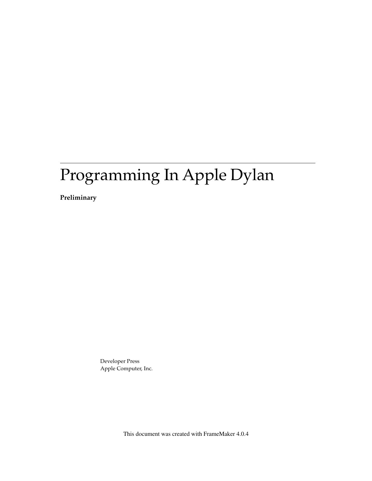 Programming In Apple Dylan