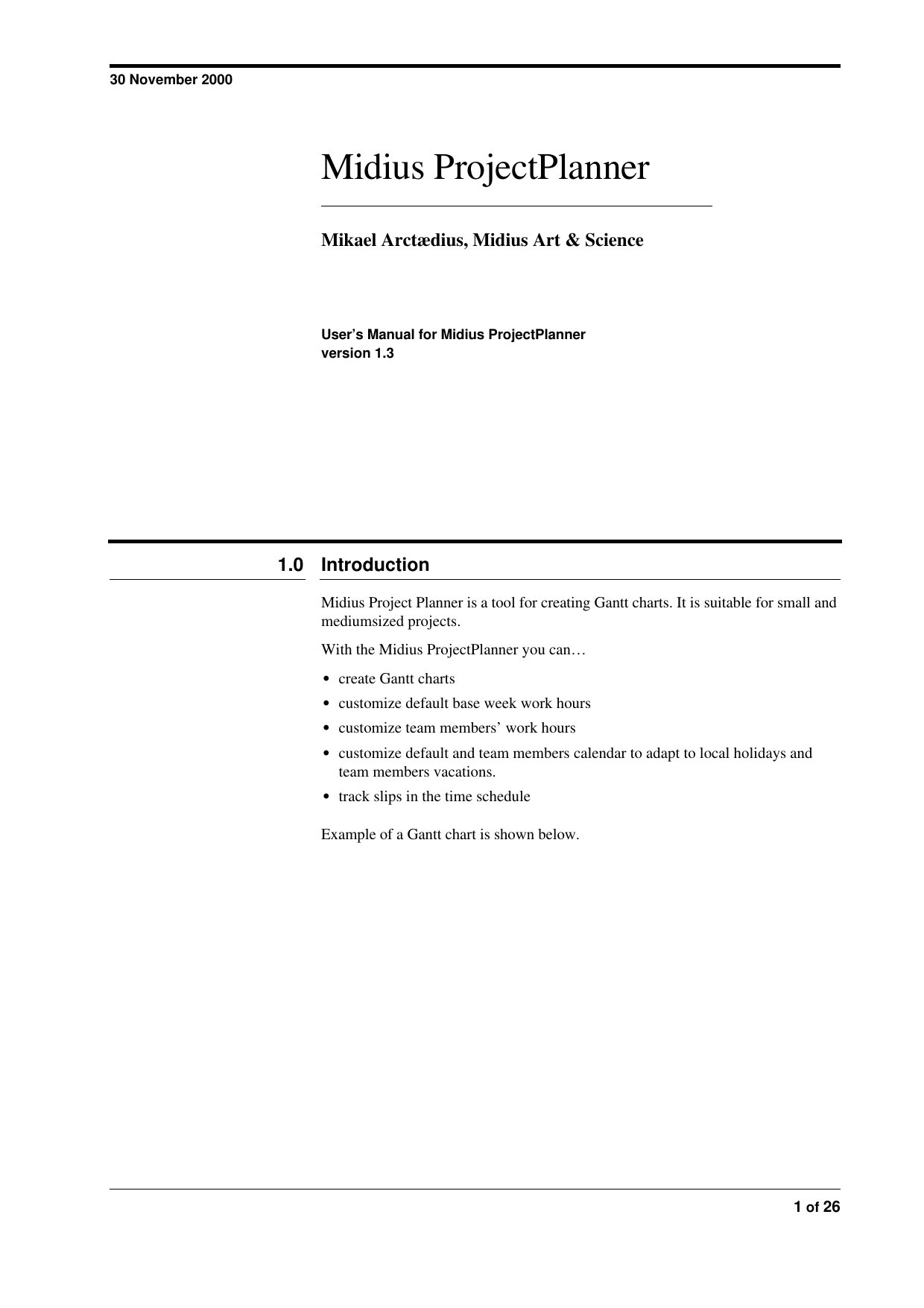 Project Planner 1.3.2 Users Manual