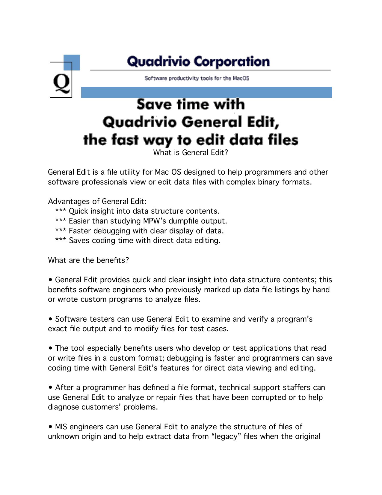 Quadrivio General Edit Info
