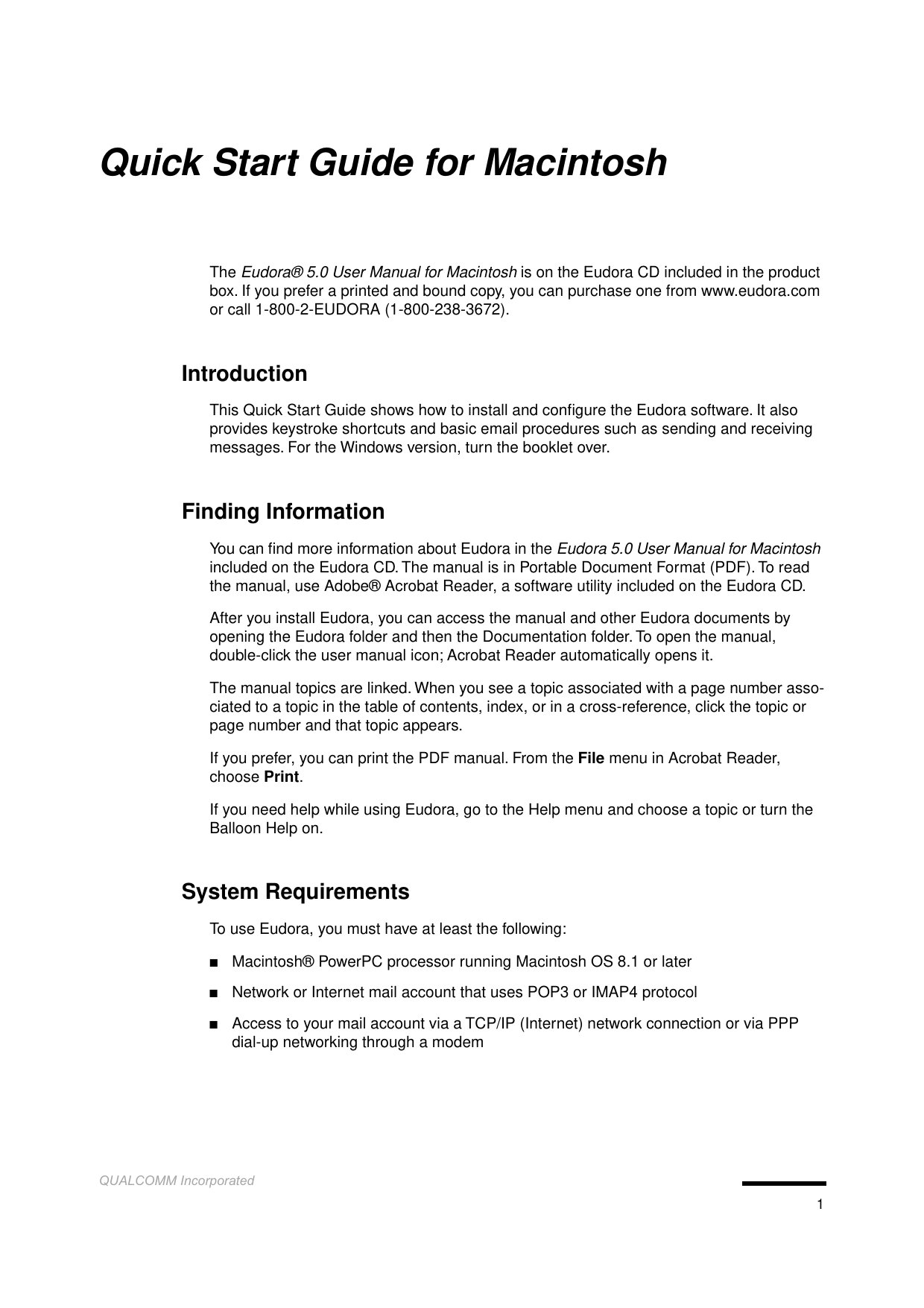 Quick Start Guide Eudora 50