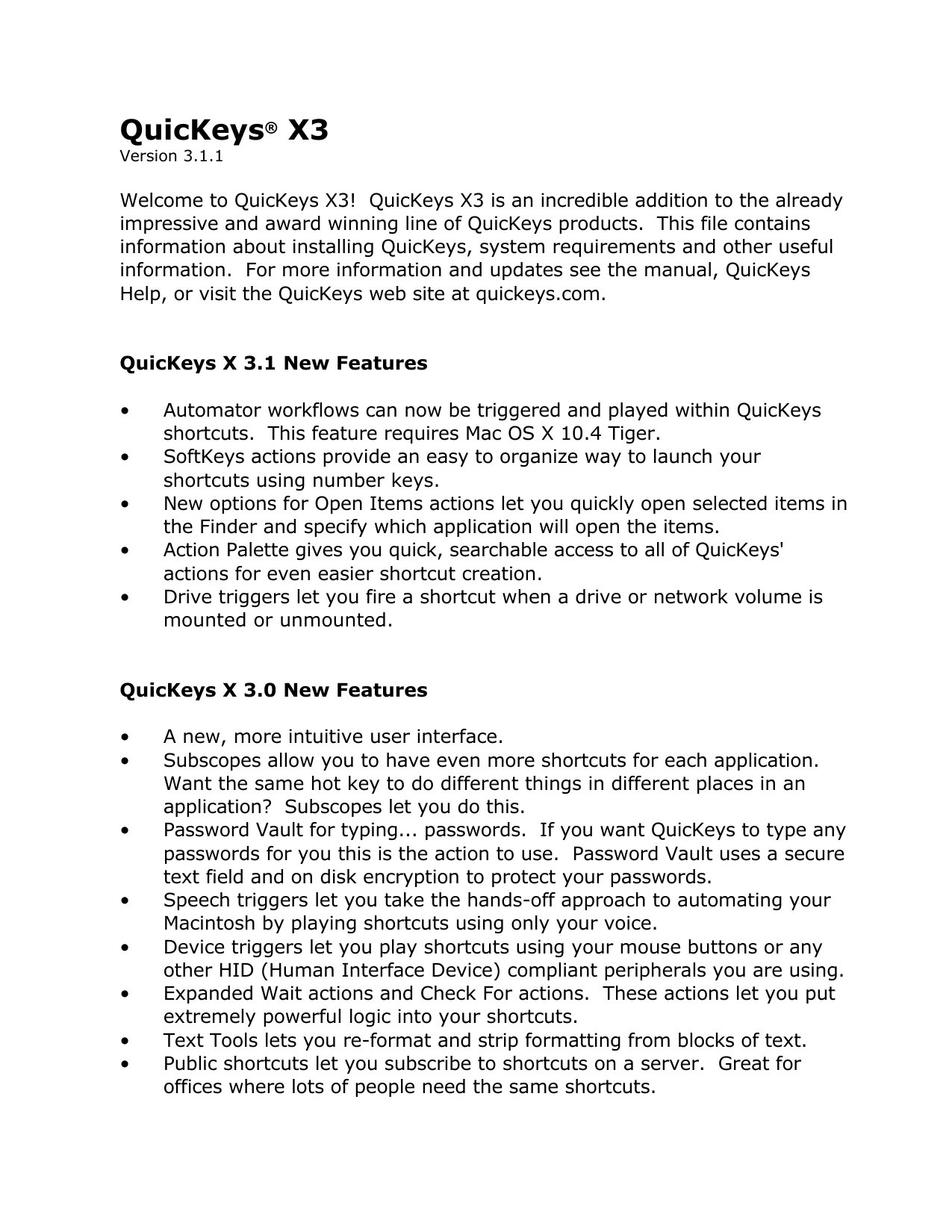 QuicKeysX311 ReadMe