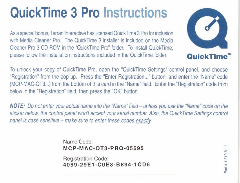 QuickTime 3 Pro Instructions
