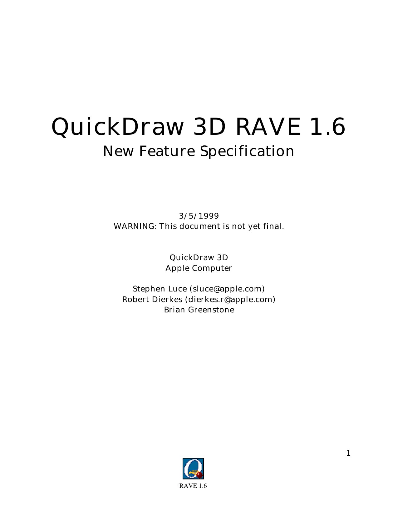RAVE 16 Specification