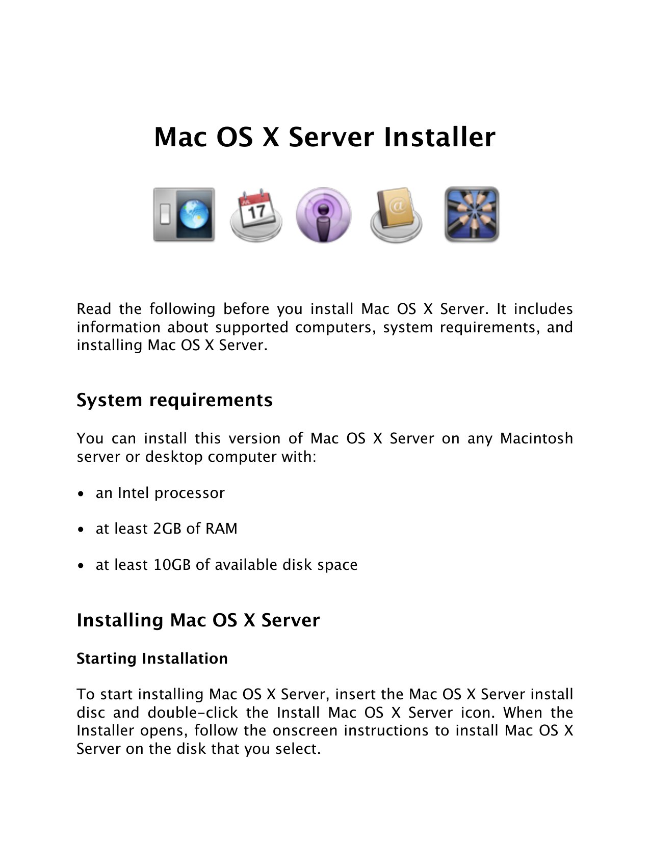 Read Before You Install Server 1
