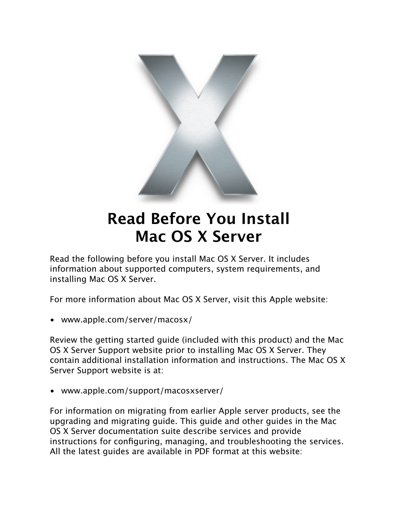 Read Before You Install Server