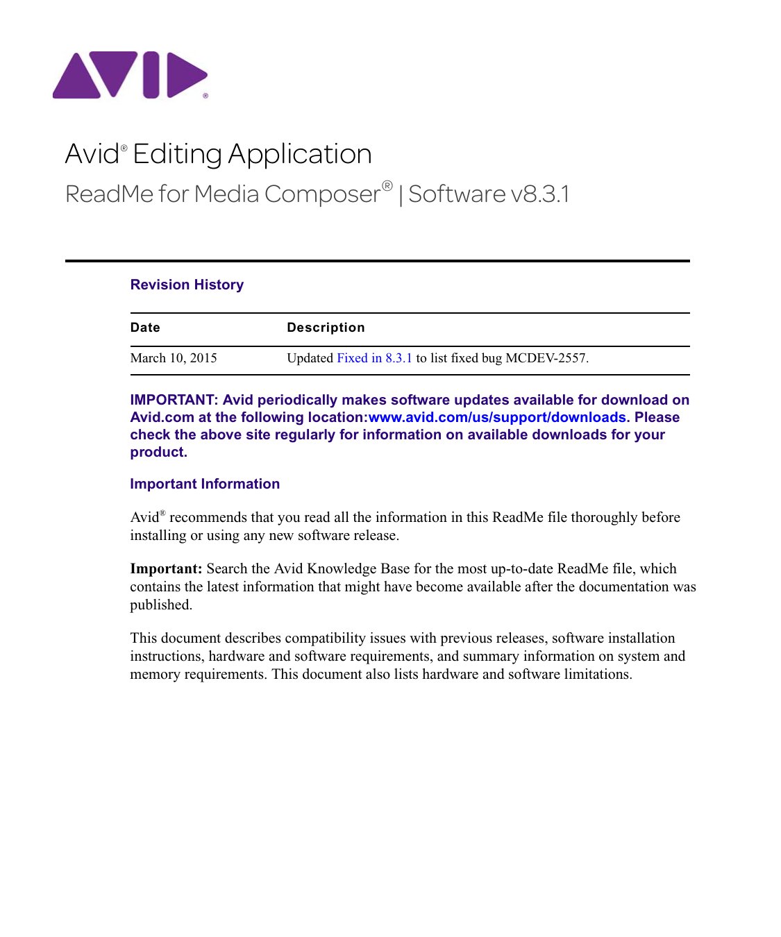 README Avid Editor v8.3.1