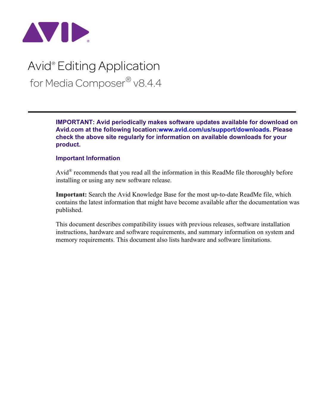 README Avid Editor v8.4.4