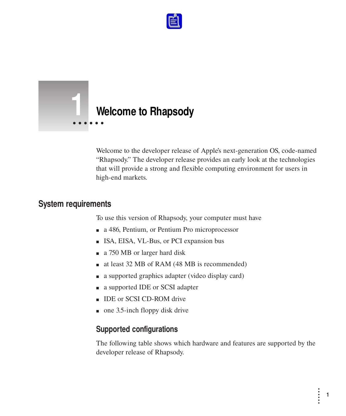 Rhapsody DR1 Intel Installation Manual
