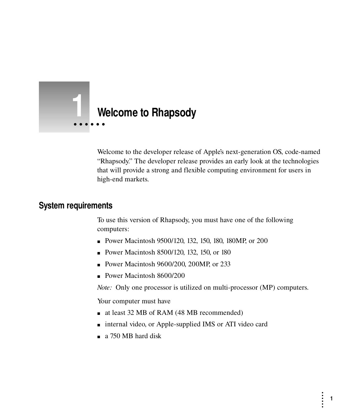 Rhapsody DR1 PPC Installation Manual