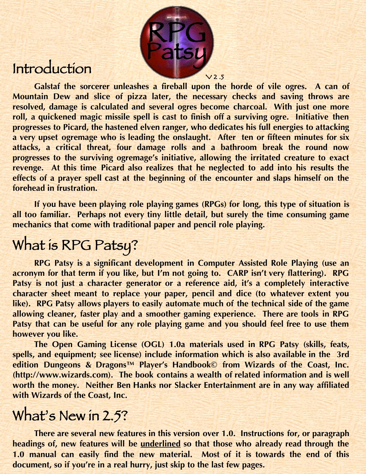 RPG Patsy 2.5 Manual