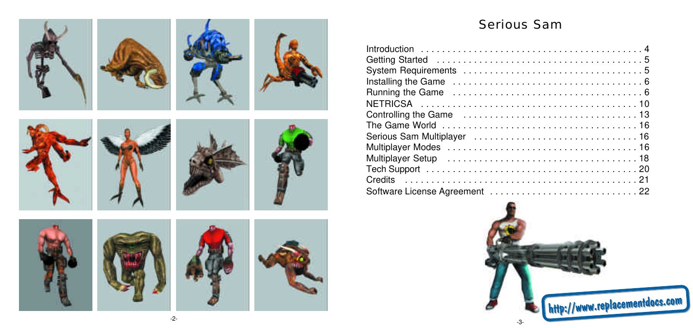 Serious Sam First Encounter PC Manual