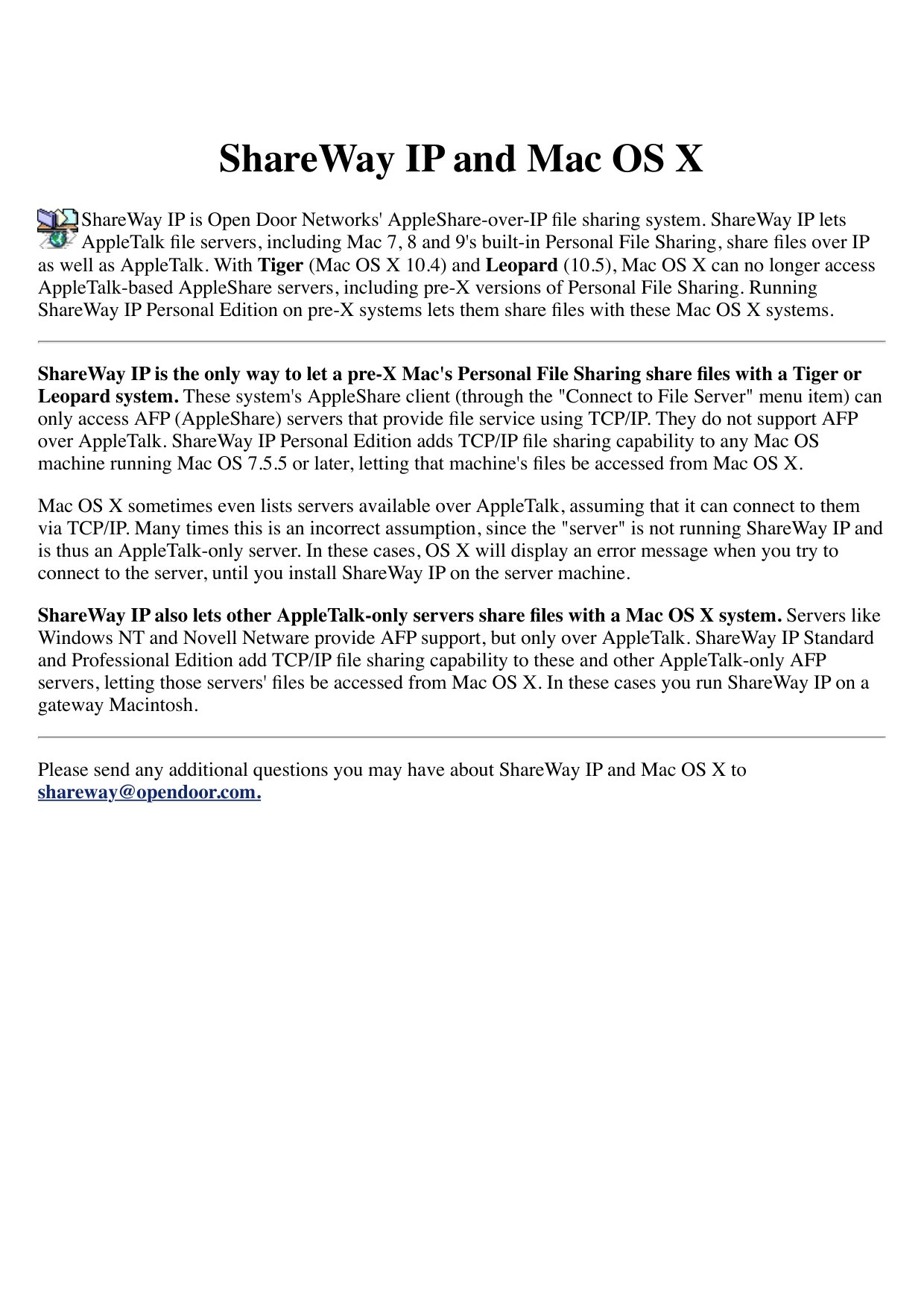 ShareWay IP and Mac OS X