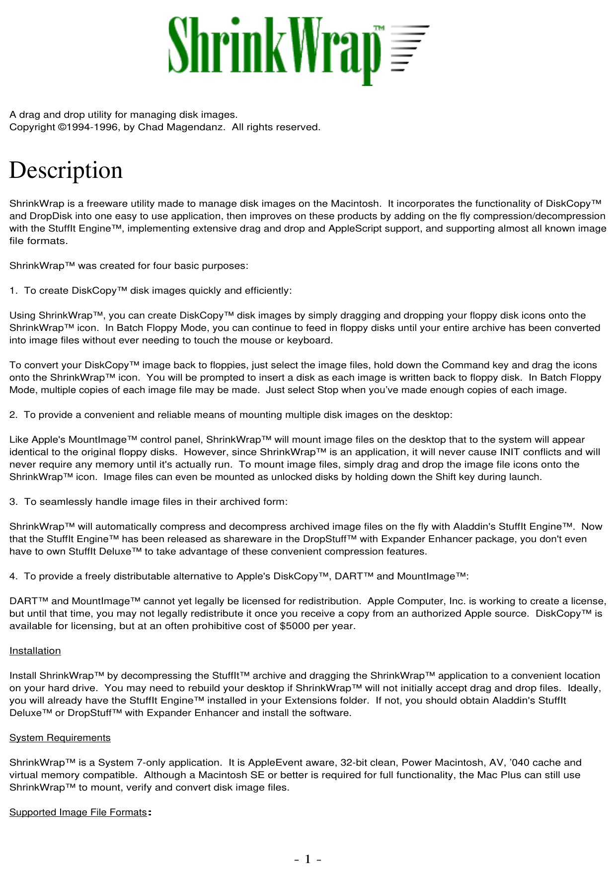 ShrinkWraptm Pitch