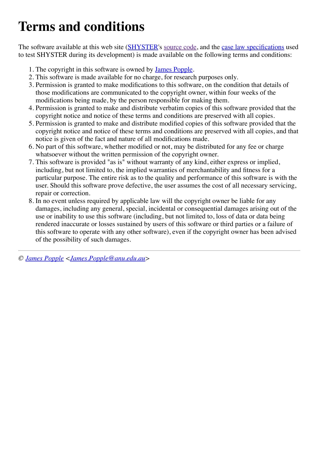 SHYSTER Terms and Conditions