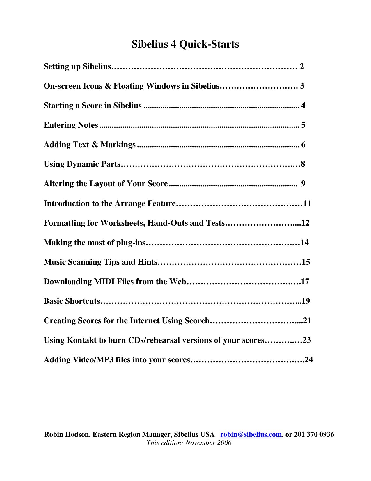 Sibelius V4 Quick Start Guide
